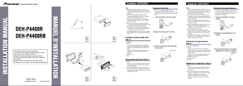 Page n°1 - Manuel utilisateur Pioneer DEH-P4400R
