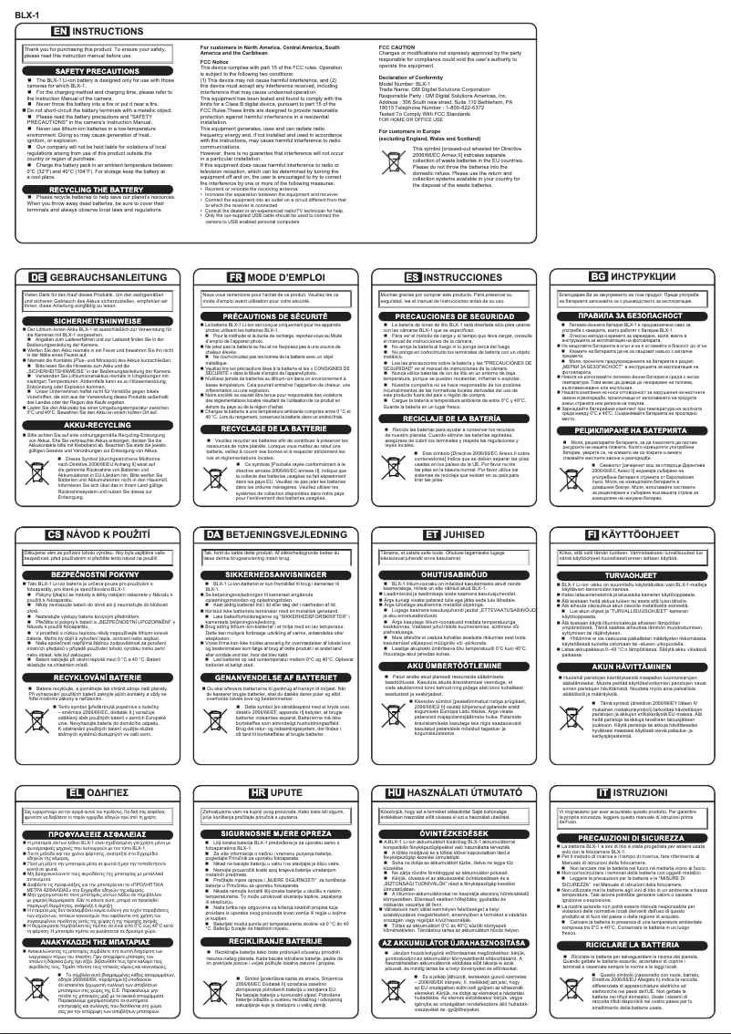 Page 1 de la notice Manuel utilisateur Olympus BLX‑1