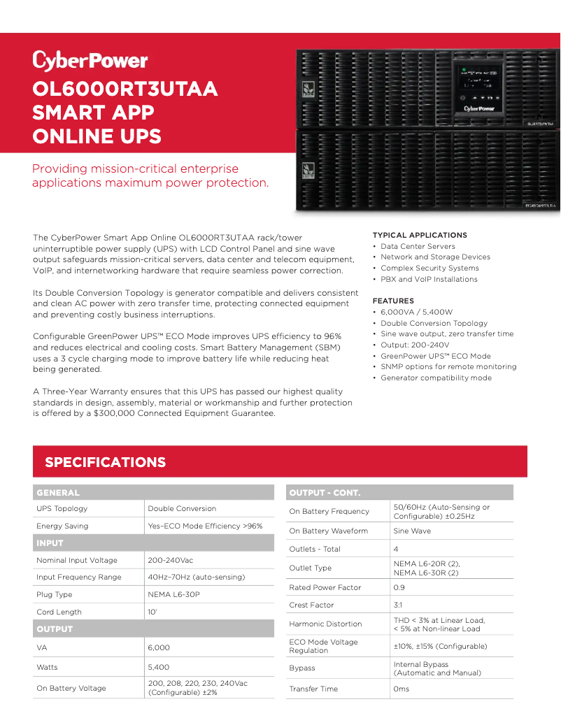 Image de la première page du manuel de l'appareil OL6000RT3U