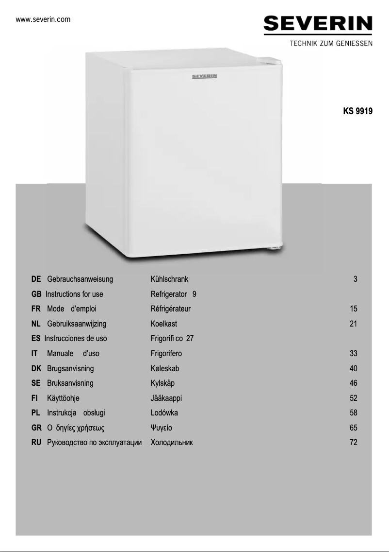 Page n°1 - Manuel utilisateur Severin KS 9919