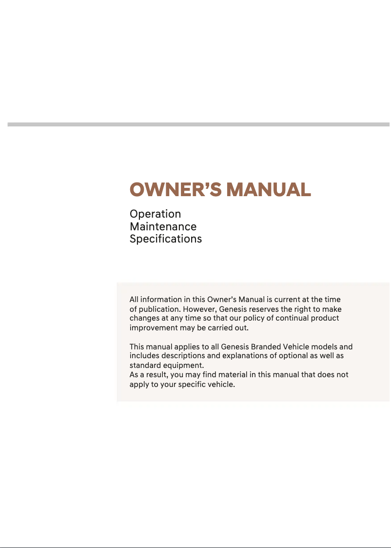 Page 1 de la notice Manuel utilisateur Hyundai Genesis G90 (2025)