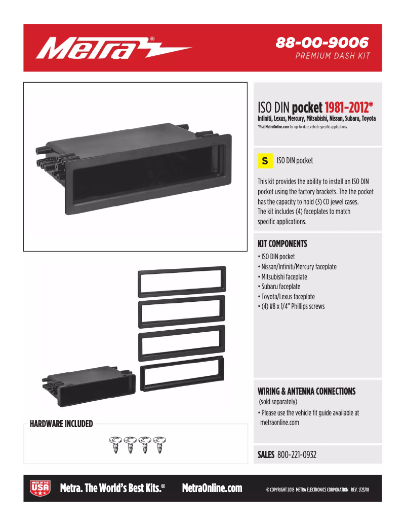 Page n°1 - Fiche technique Metra 88-00-9006