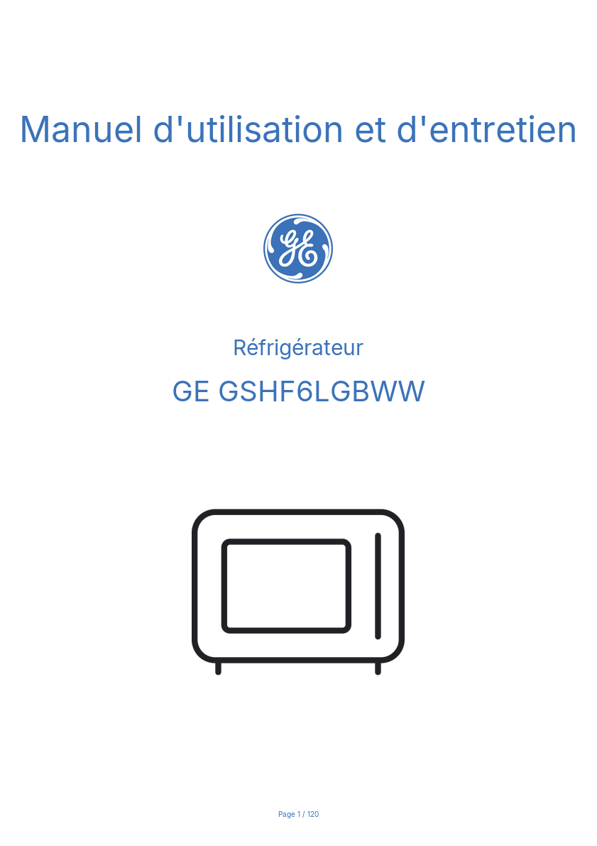 Image de la première page du manuel de l'appareil GSHF6LGBWW
