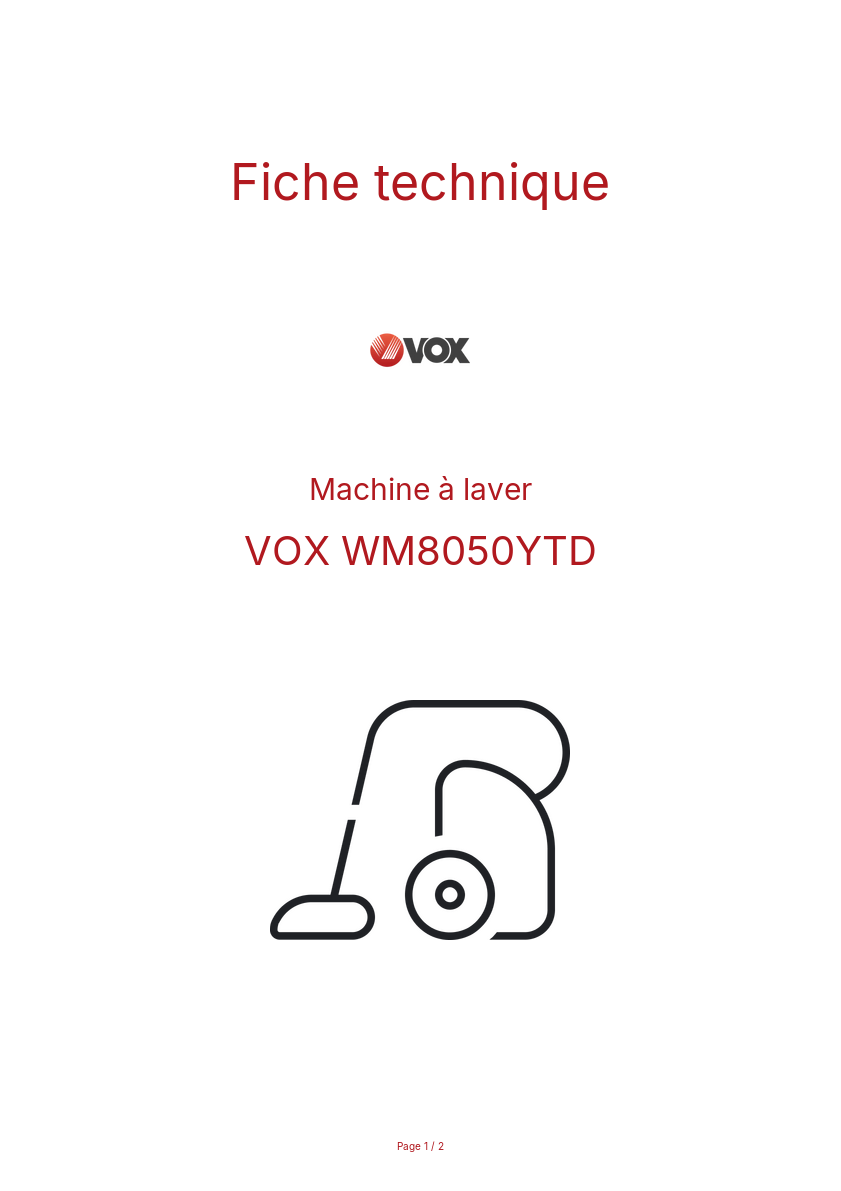 Image de la première page du manuel de l'appareil WM8050YTD