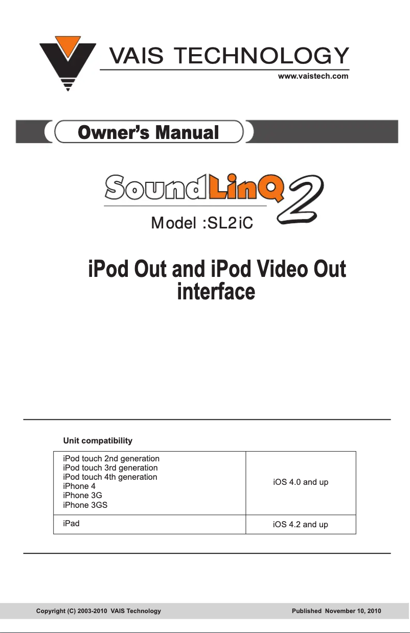 Image de la première page du manuel de l'appareil SoundLinQ2 SL2iC