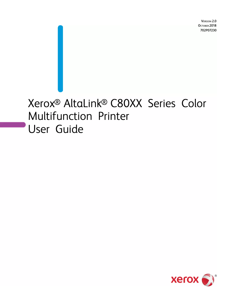 Page n°1 - Manuel utilisateur Xerox C8030