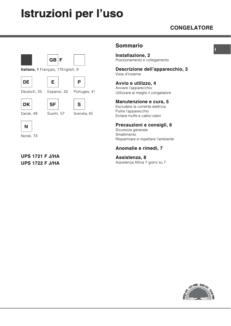Page n°1 - Manuel utilisateur Hotpoint UPS 1722 F J_HA