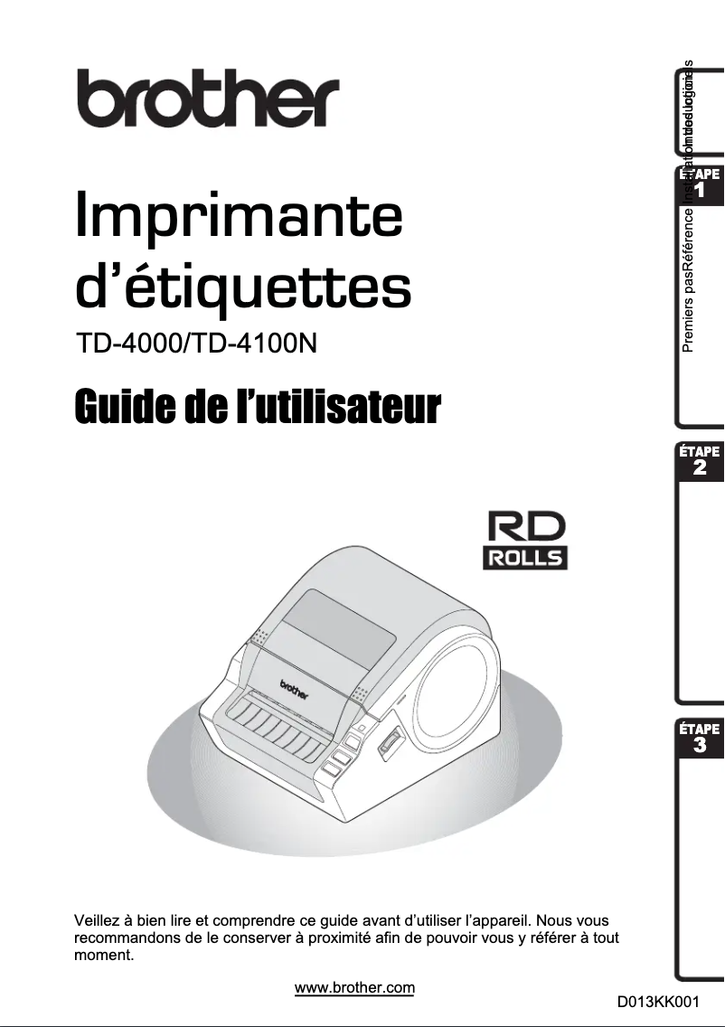 Page 1 de la notice Manuel utilisateur Brother TD-4000