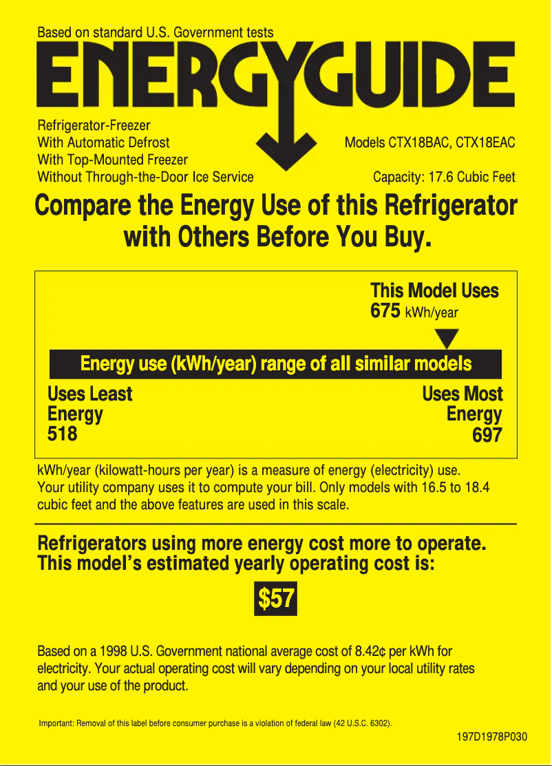 Page n°1 - Label énergétique Hotpoint CTX18BACAA