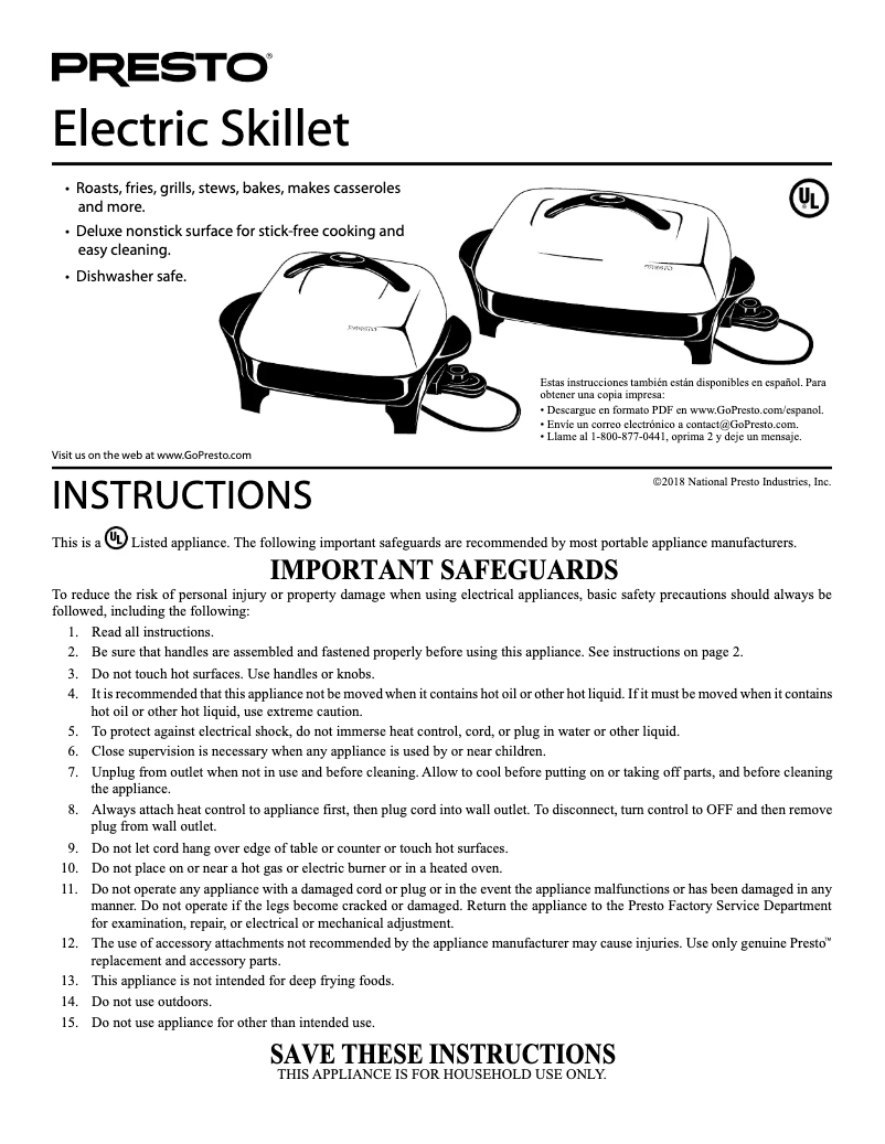 Page n°1 - Manuel utilisateur Presto 06620