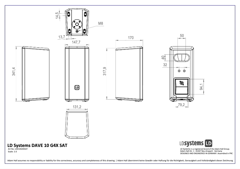 Page n°1 - Fiche technique LD Systems DAVE 10 G4X