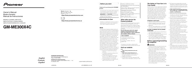 Page n°1 - Manuel utilisateur Pioneer GM-ME300X4C