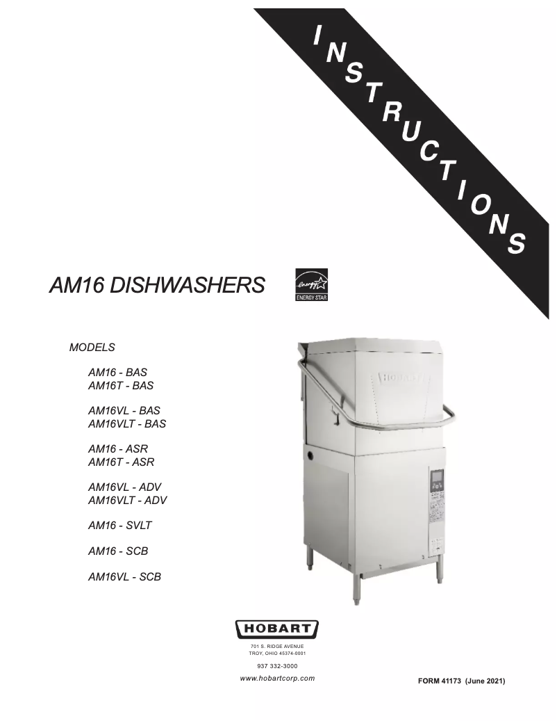 Page 1 de la notice Manuel utilisateur Hobart AM16VLT-ADV