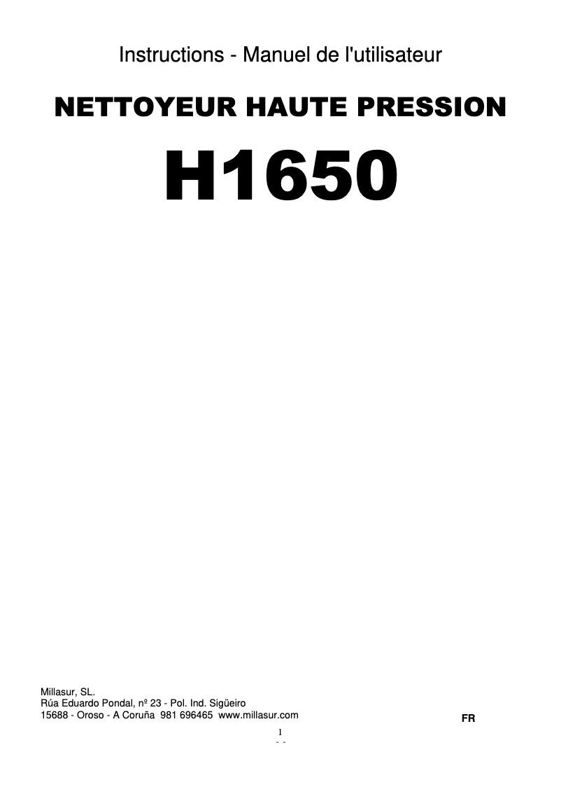 Image de la première page du manuel de l'appareil H1650