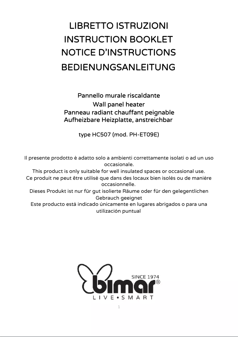 Page 1 de la notice Manuel utilisateur Bimar HC507