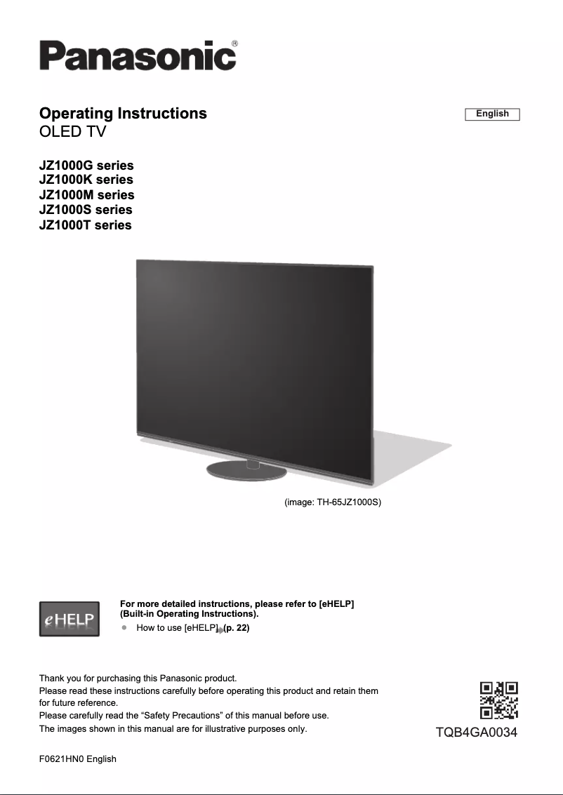 Page 1 de la notice Manuel utilisateur Panasonic TH-65JZ1000K