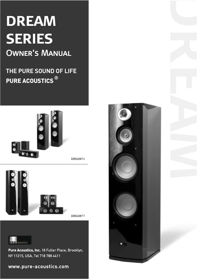 Page n°1 - Manuel utilisateur Pure Acoustics Dream 77 F
