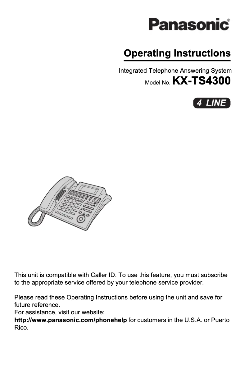 Image de la première page du manuel de l'appareil KX-TS4300B