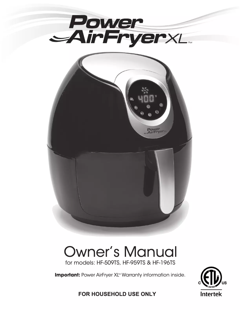 Page n°1 - Manuel utilisateur Power Air Fryer XL HF-509TS