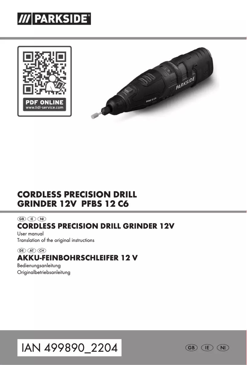 Page n°1 - Manuel utilisateur Parkside PFBS 12 C6