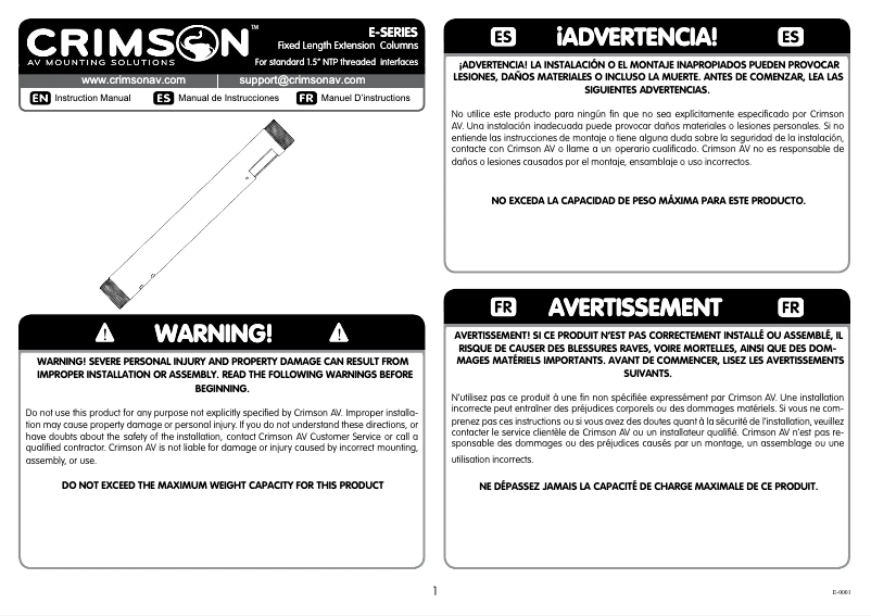 Page n°1 - Manuel utilisateur Crimson E10