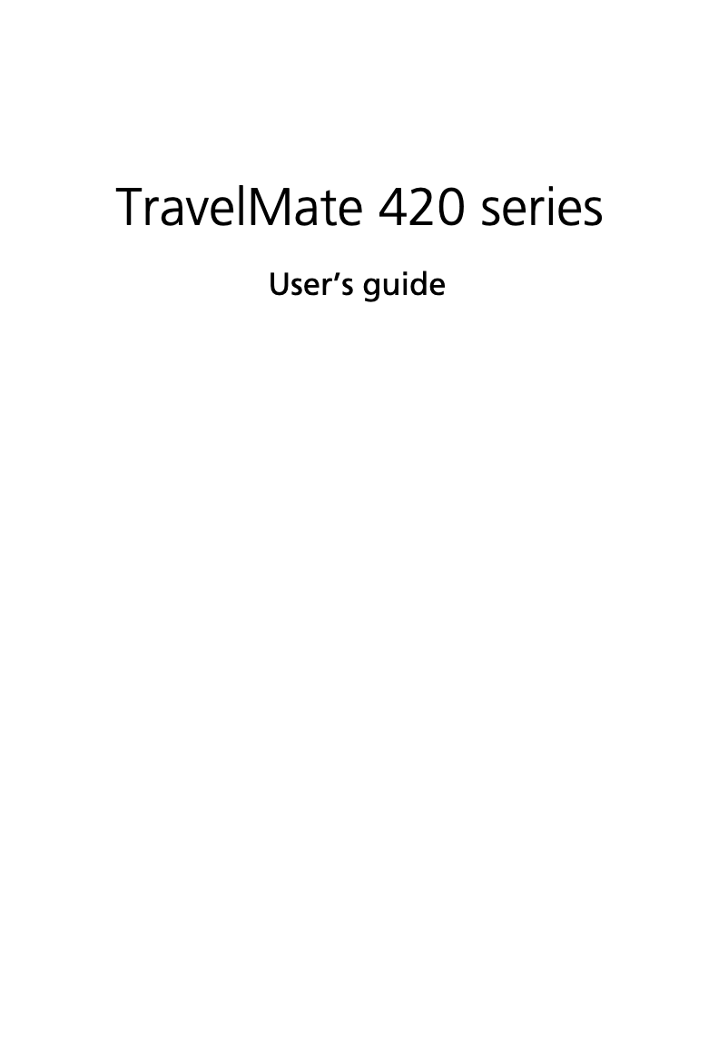 Page n°1 - Manuel utilisateur Acer TravelMate 420
