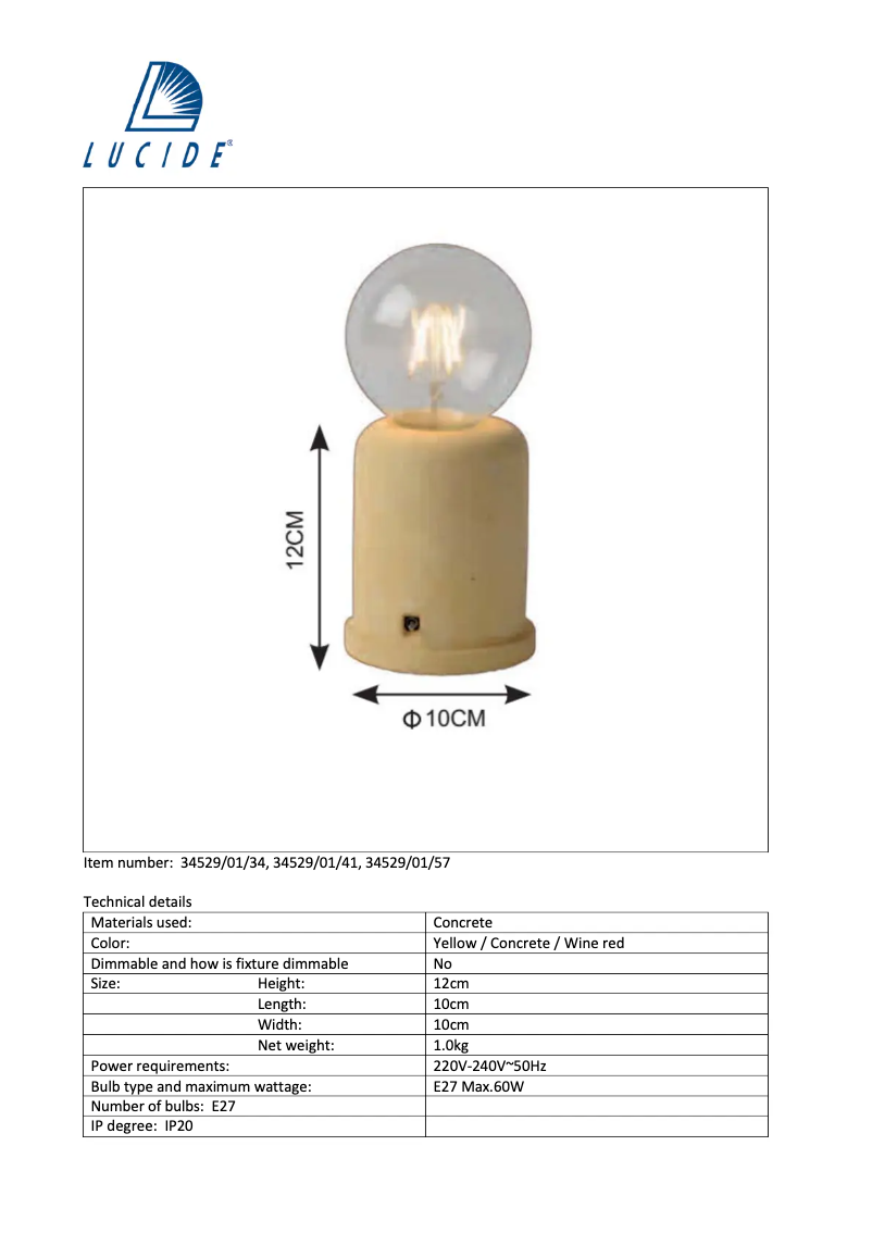 Page n°1 - Manuel utilisateur Lucide Mable 34529/01/57