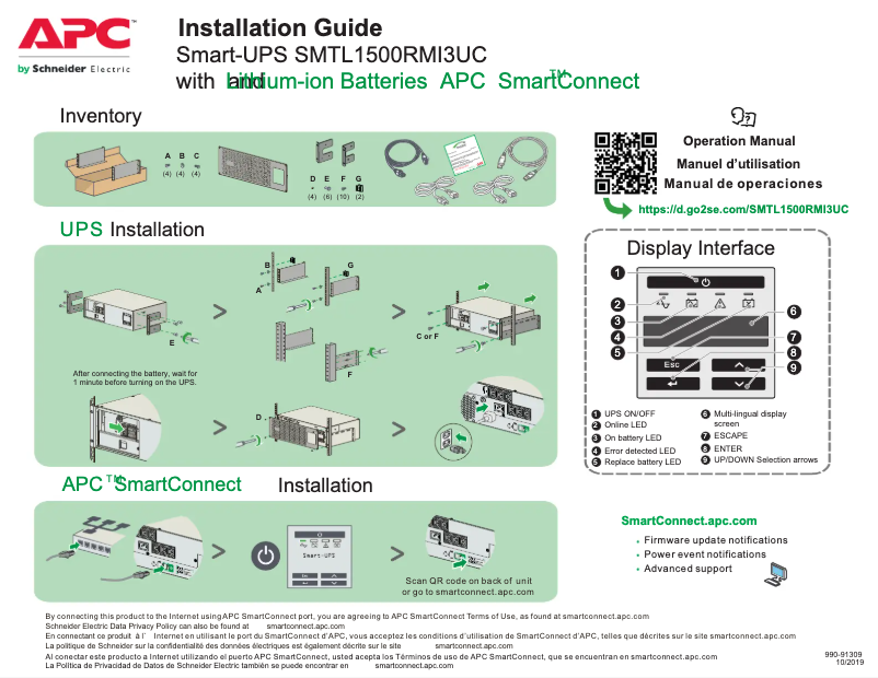 Page n°1 - Manuel utilisateur APC Smart-UPS SMTL1500RMI3UC
