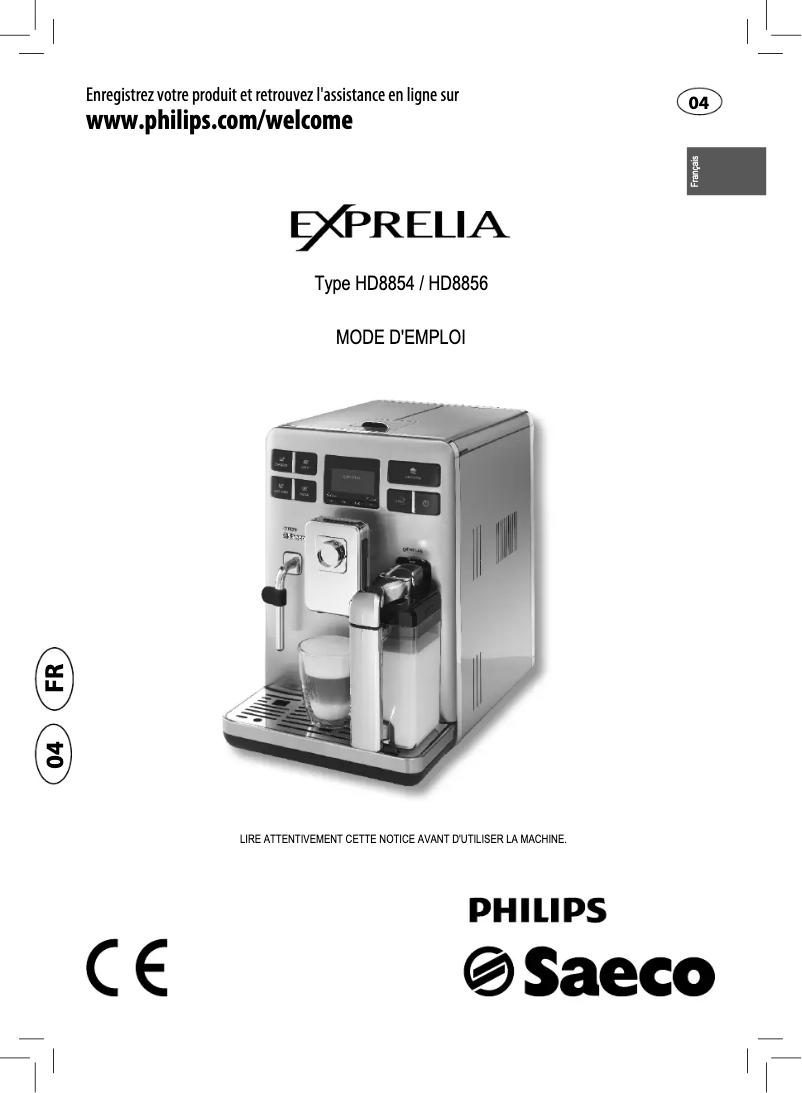 Page 1 of the manual User Manual Philips Saeco Exprelia HD8856