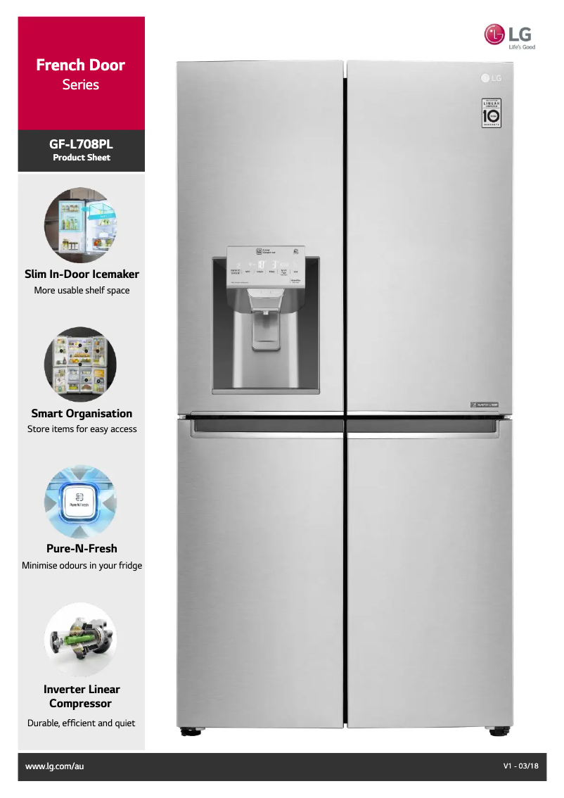 Página 1 del manual Ficha técnica LG GF-L708PL