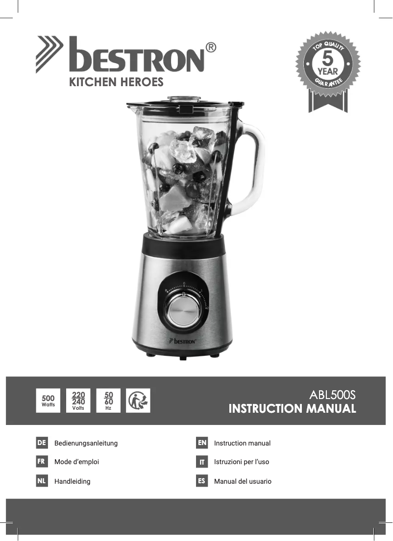 Page n°1 - Manuel utilisateur Bestron ABL500S