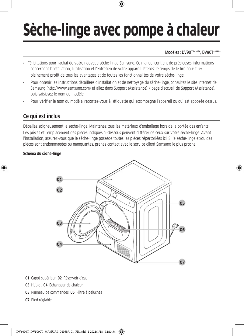 Image de la première page du manuel de l'appareil DV90T6240LH
