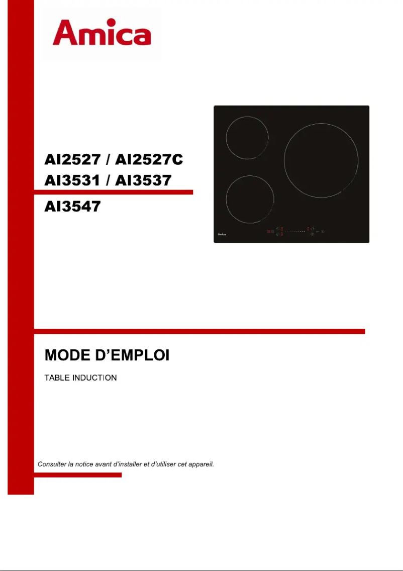 Page n°1 - Manuel utilisateur Amica AI2527