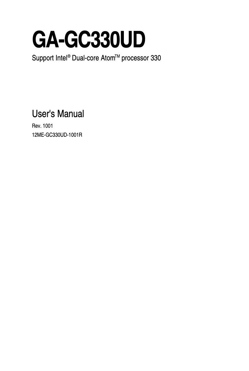 Image de la première page du manuel de l'appareil GA-GC330UD