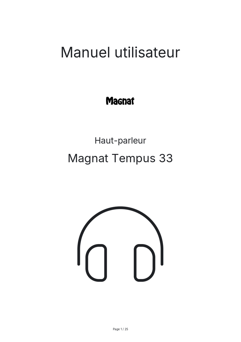 Page n°1 - Manuel utilisateur Magnat Tempus 33