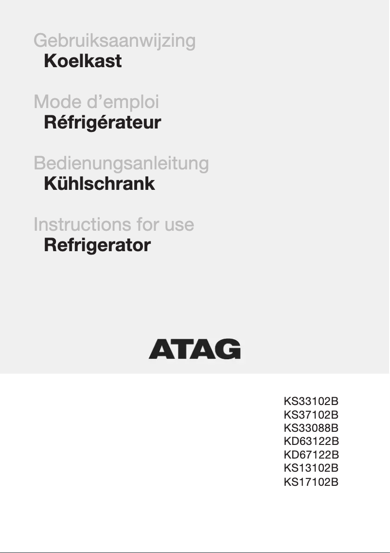 Page 1 de la notice Manuel utilisateur Atag KD67122B