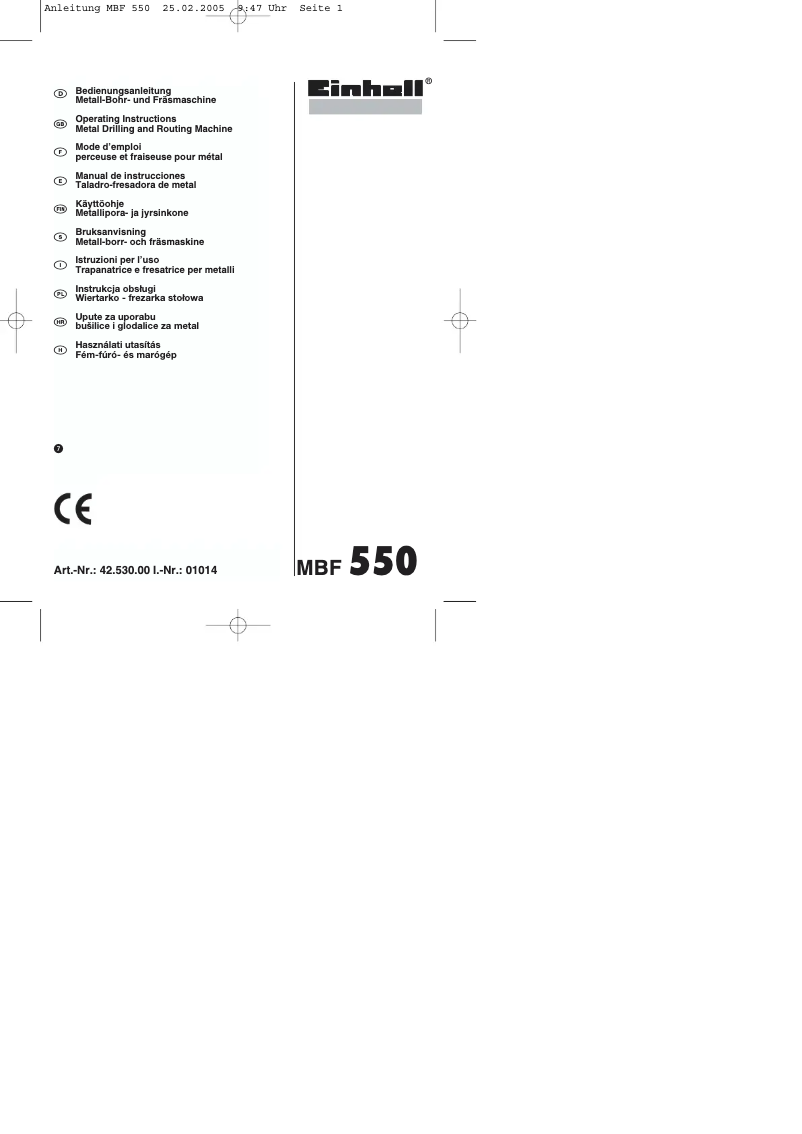 Page n°1 - Manuel utilisateur Einhell MBF 550