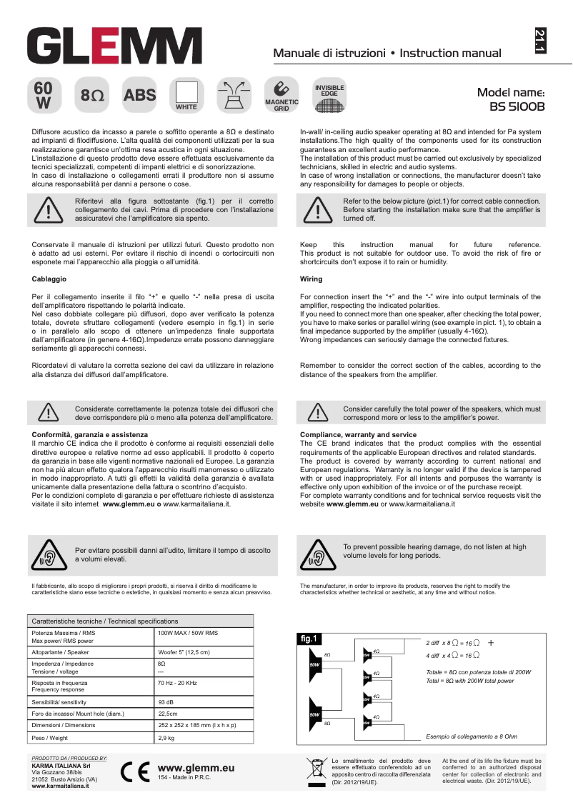 Page 1 de la notice Manuel utilisateur Glemm BS 5100B