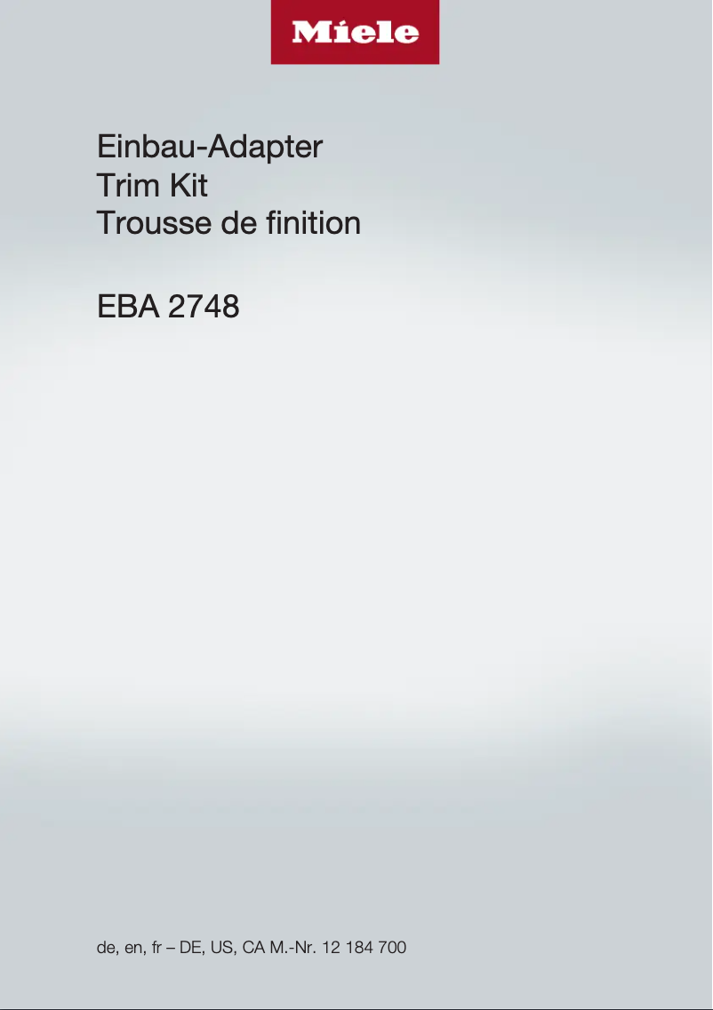 Page n°1 - Manuel utilisateur Miele EBA 2748