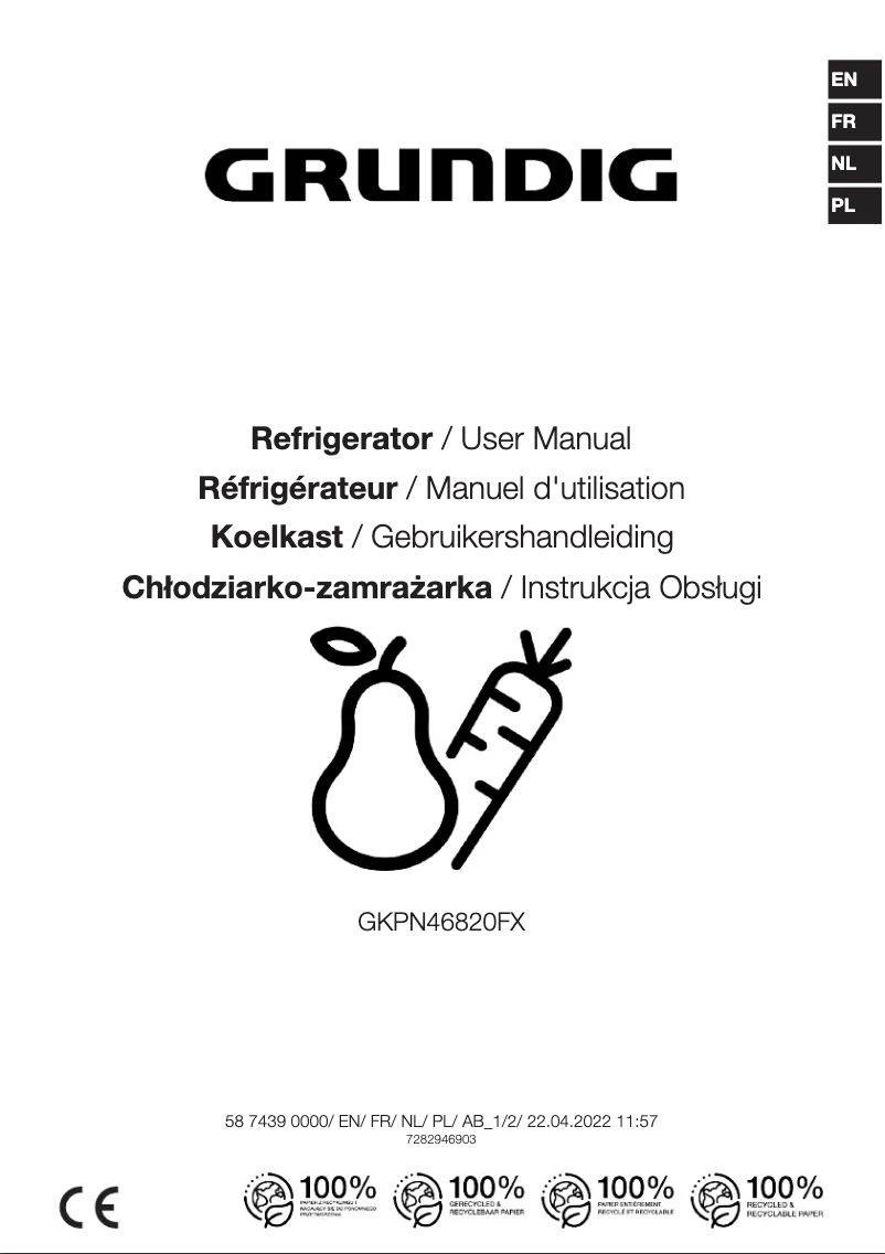 Page 1 de la notice Manuel utilisateur Grundig GKPN46821X