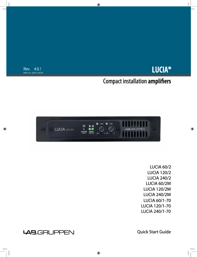 Page n°1 - Guide de démarrage rapide Lab Gruppen LUCIA 120/1-70