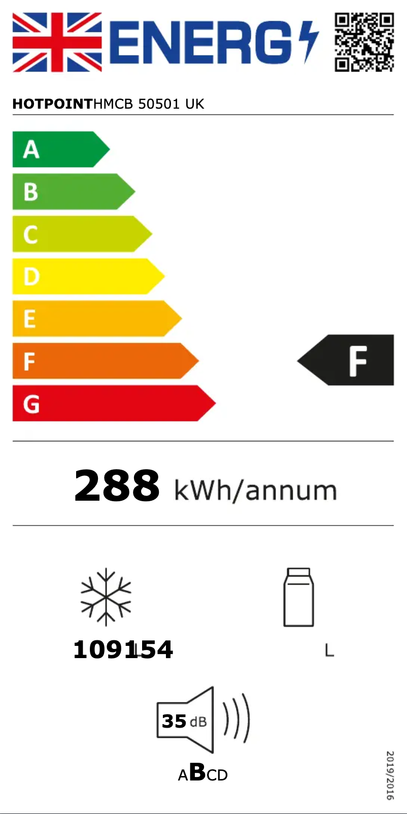 Page n°1 - Label énergétique Hotpoint HMCB 50501 UK