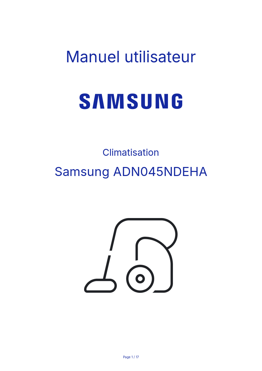 Page n°1 - Manuel utilisateur Samsung ADN045NDEHA