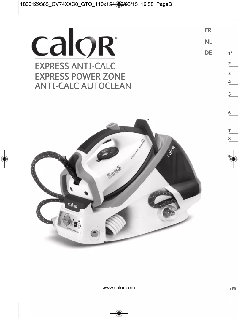 Page 1 de la notice Manuel utilisateur Calor Express Anti-Calc GV7466C0