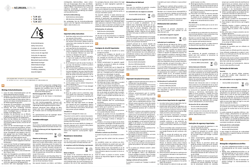 Page n°1 - Manuel utilisateur Neumann KMR 82 i