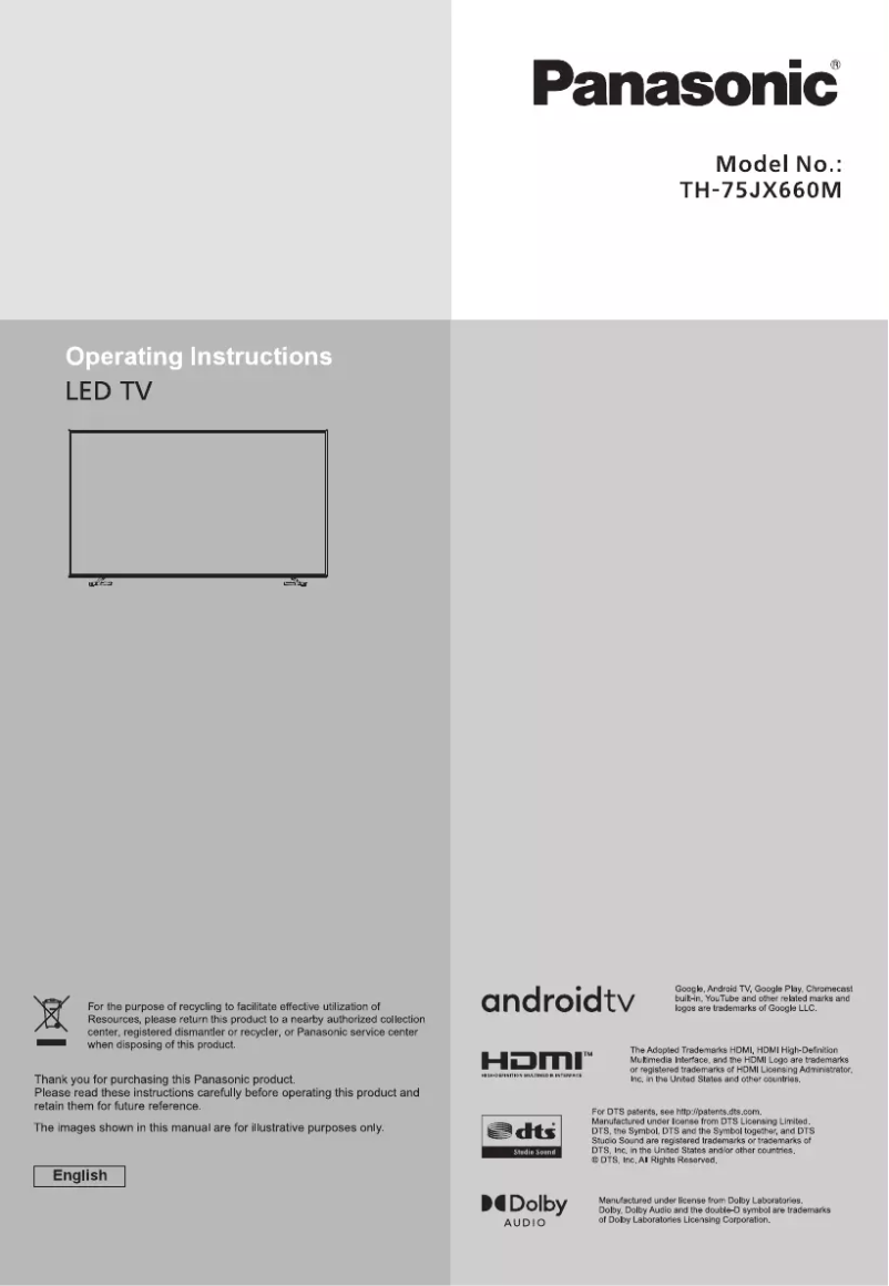 Page 1 de la notice Manuel utilisateur Panasonic TH-75JX660M