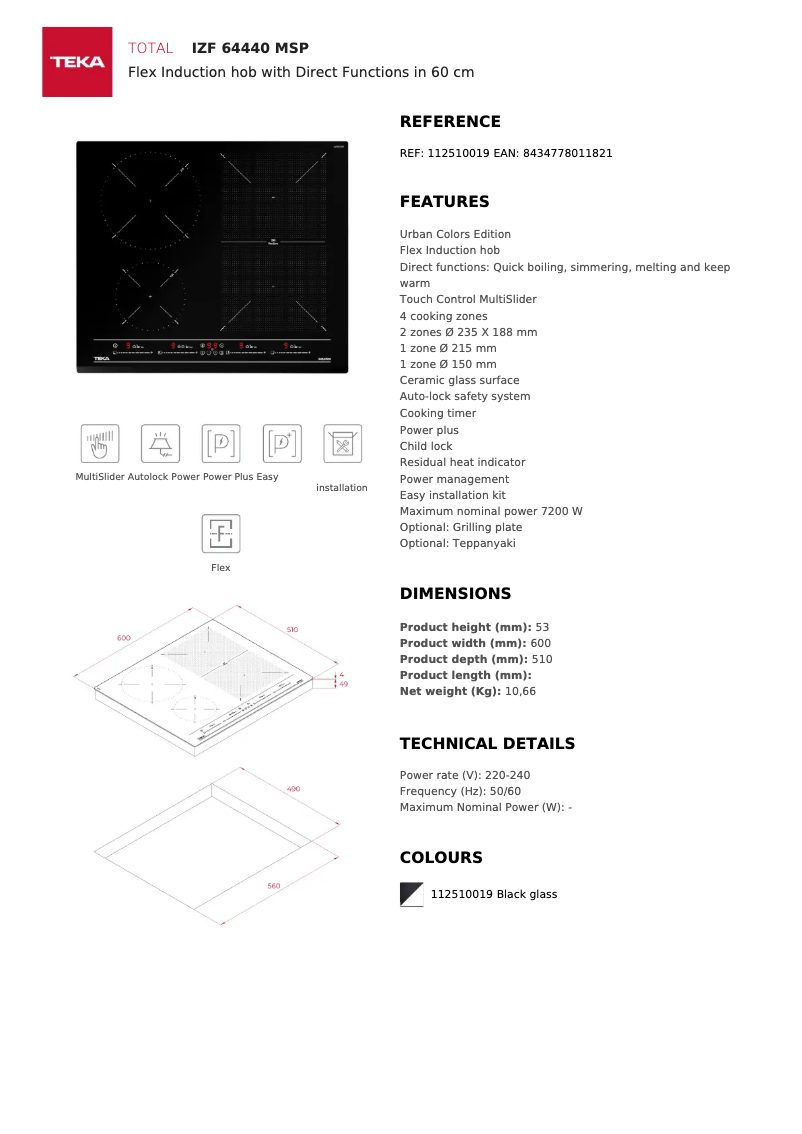 Page n°1 - Fiche technique Teka IZF 64440 MSP