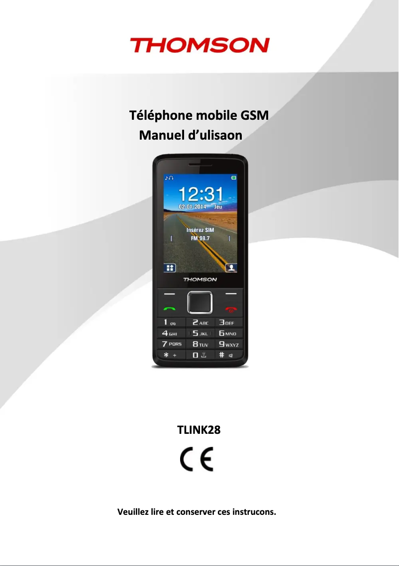 Page 1 de la notice Manuel utilisateur Thomson TLink 28