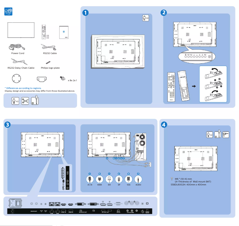 Page n°1 - Guide de démarrage rapide Philips 55BDL6002H