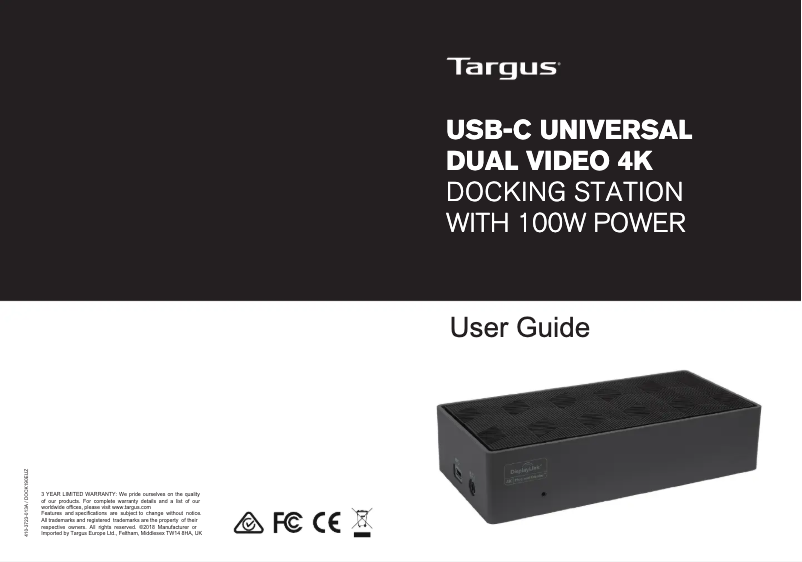 Image de la première page du manuel de l'appareil DOCK190REU